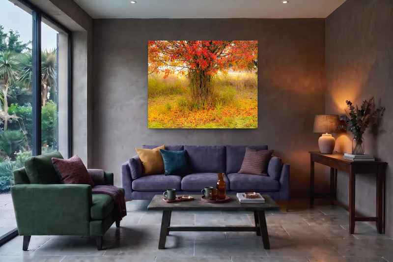 שלכת — הדמיה של היצירה על קיר בחלל